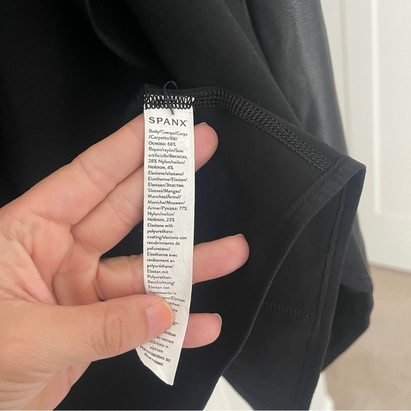 SPANX Faux Leather Convertible Jacket Black Coat Open Front Snap - Picture 5 of 7